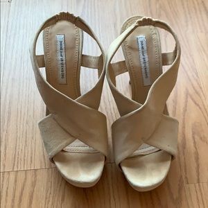 Diane Von Furstenberg nude suede heels